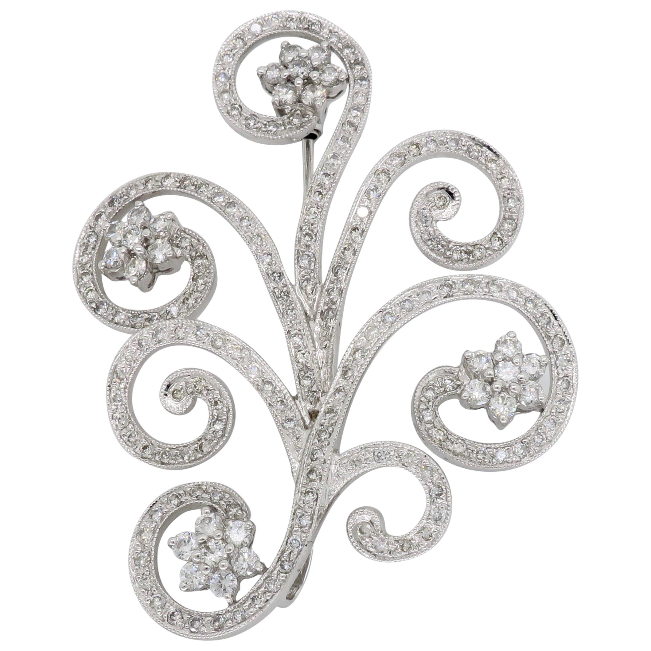 Diamond Floral Brooch and Pendant
