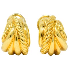 Retro David Yurman 18 Karat Gold Shrimp Earrings