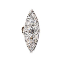 Rose Cut 6.50 Carat Diamonds White Gold Engagement Ring, 1980s