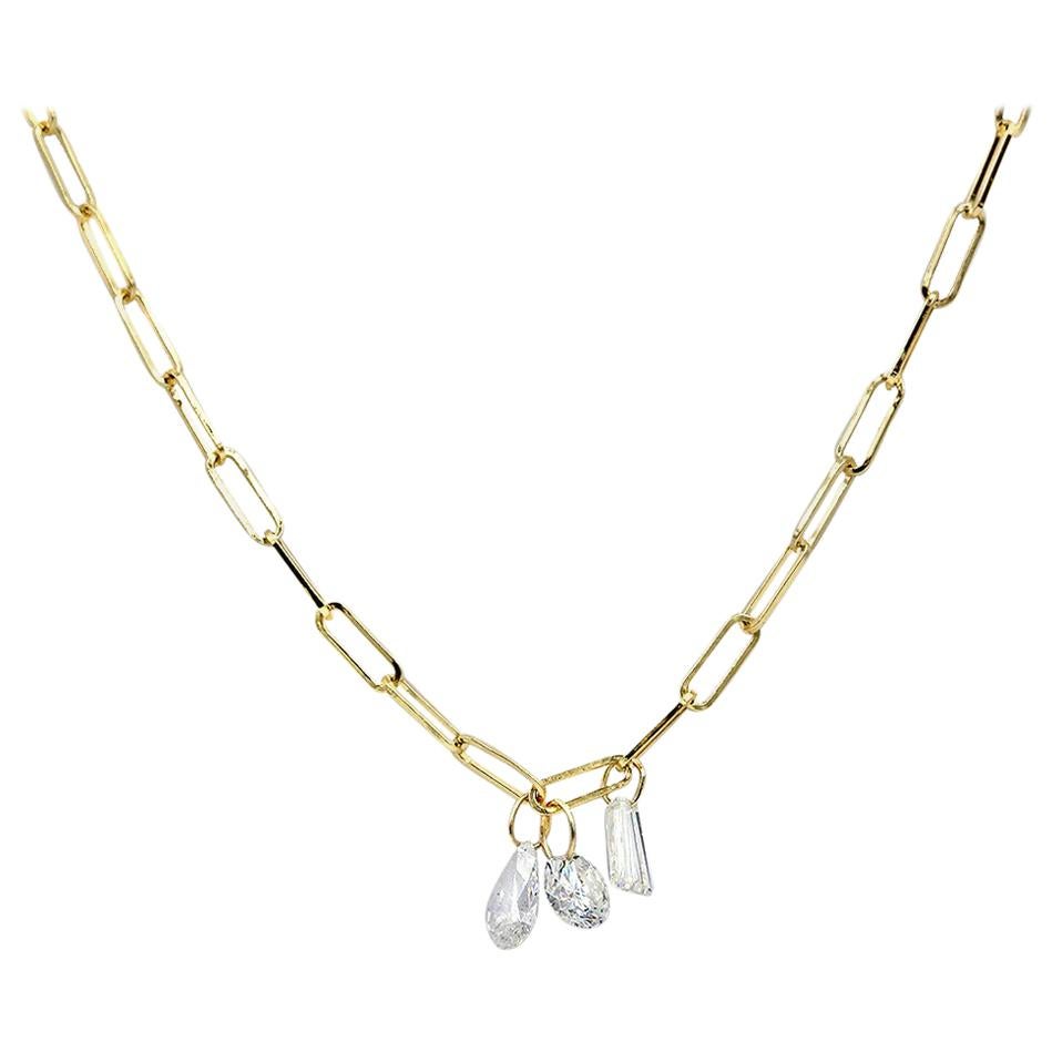 1.11 Carat Total Weight Floating Diamond Necklace or Pendant in 14k Yellow Gold For Sale