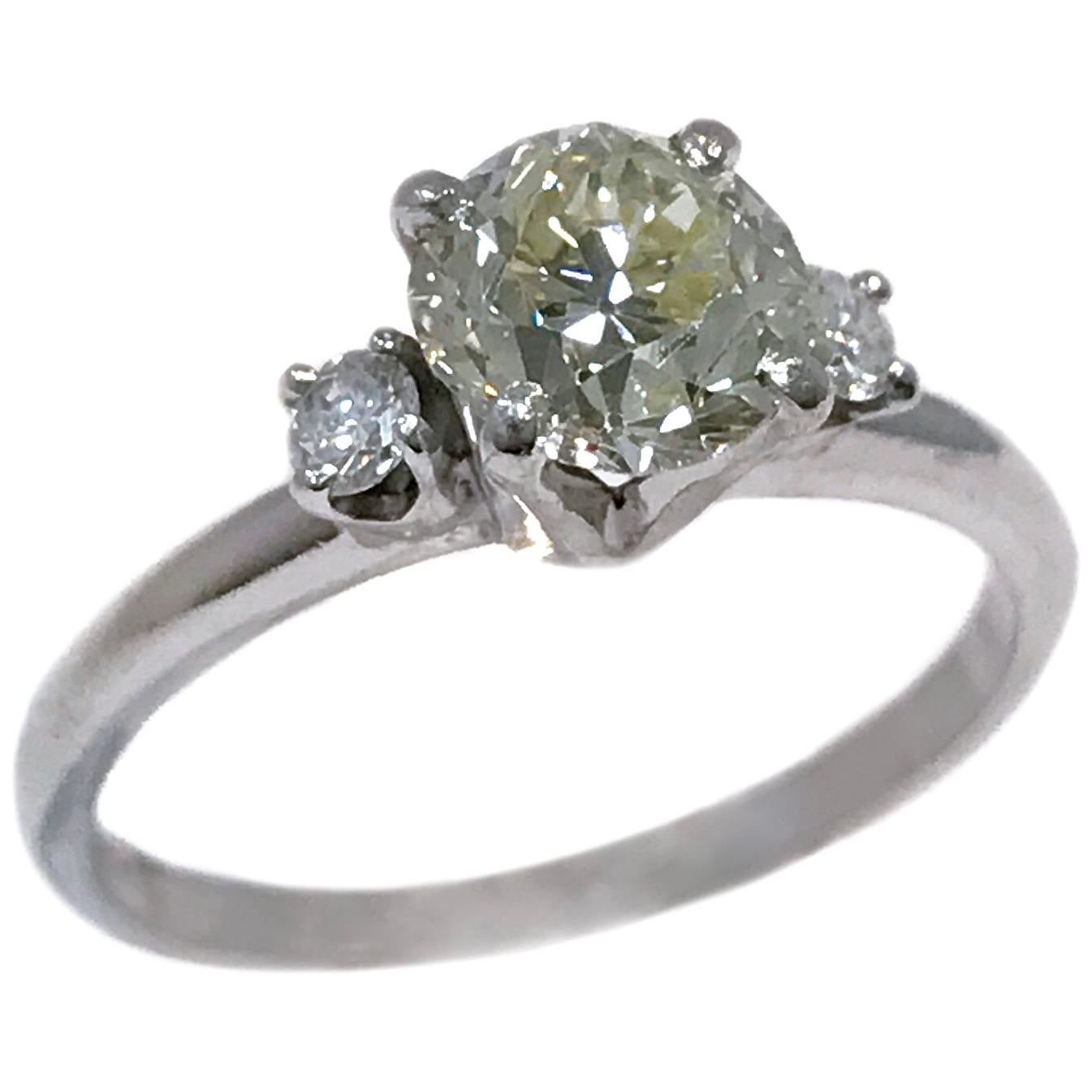 Vintage Platinum Three-Diamond Engagement Ring