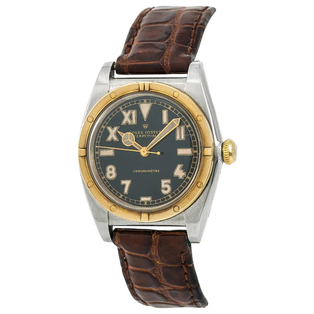 Rolex Oyster Perpetual Bubble Back 3372 Men’s Automatic Watch 18 Karat YG