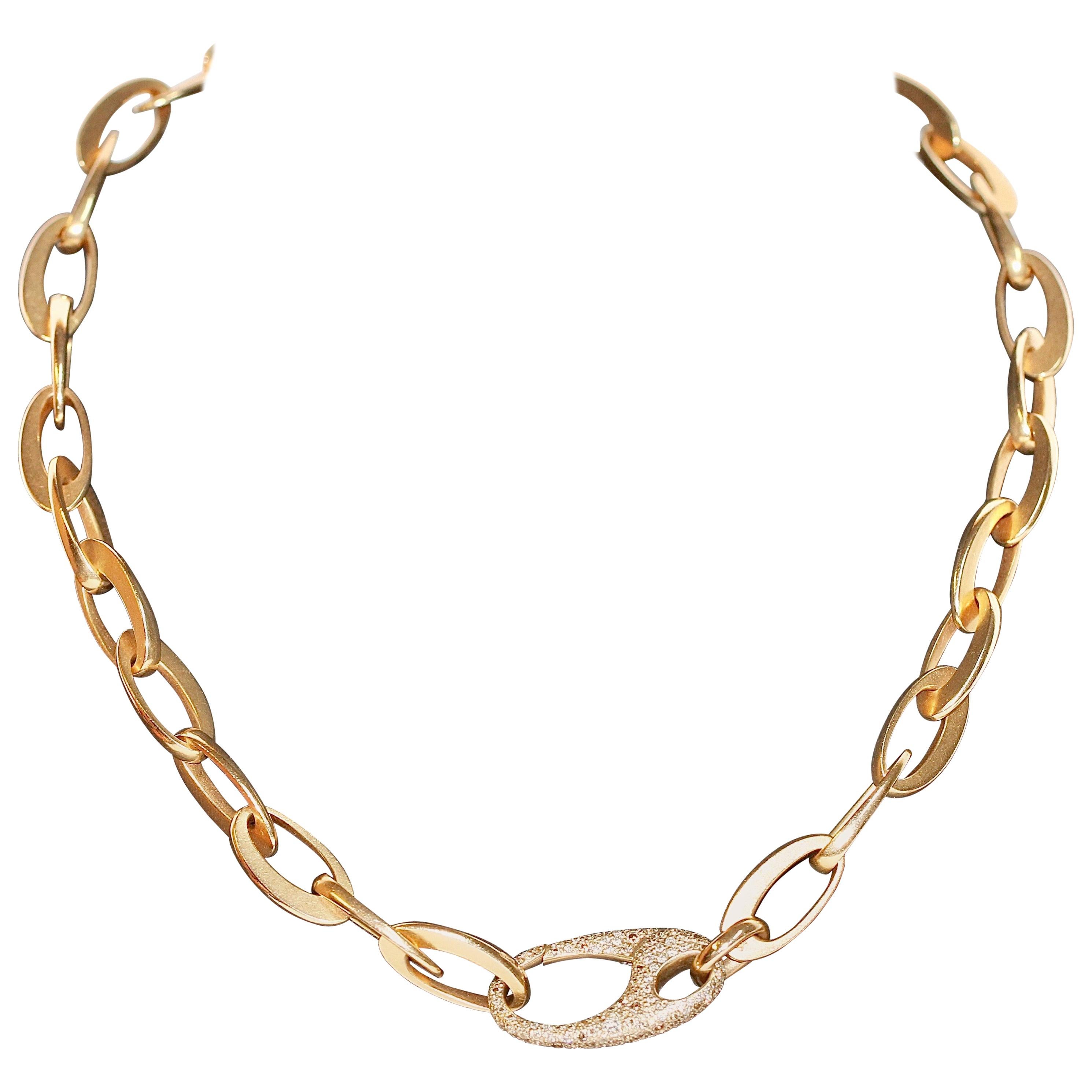Beautiful Designer Chain Necklace from Pomellato, 18k Rose Gold with Diamonds