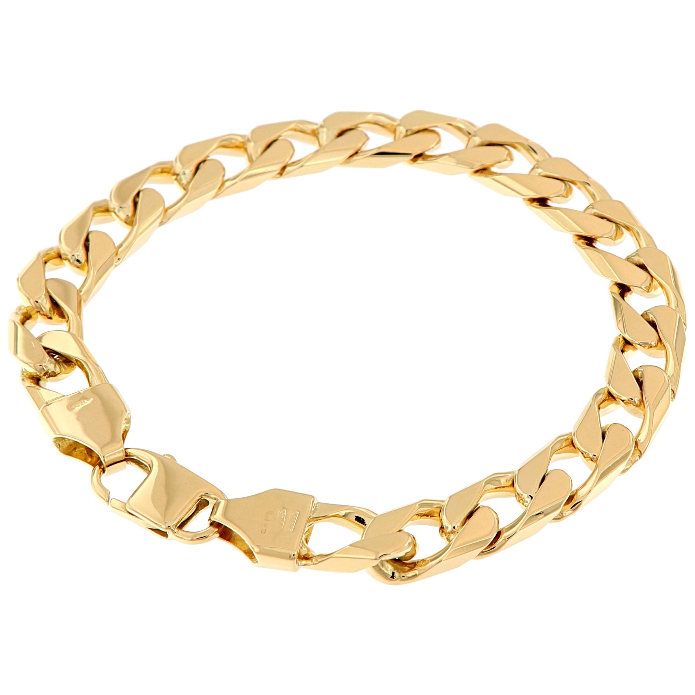 Men's 18 Karat Yellow Gold Large Link Bracelet