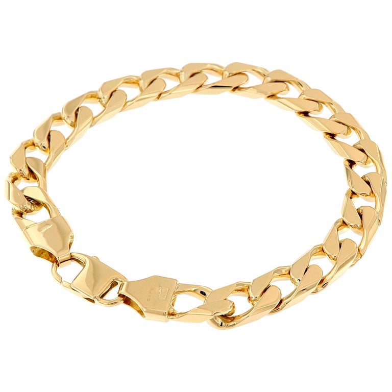 Men&#39;s 18 Karat Yellow Gold Large Link Bracelet For Sale at 1stdibs