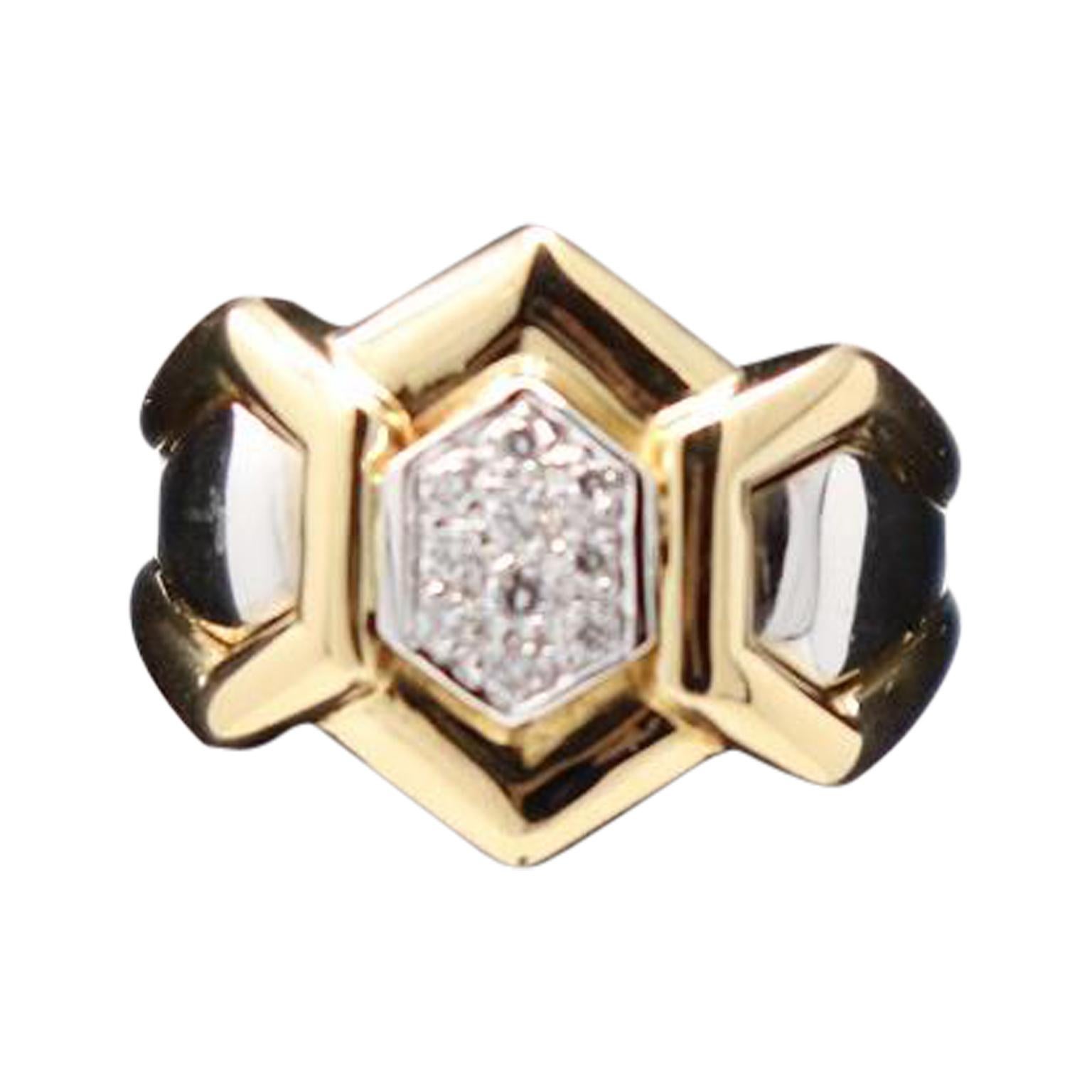 Gold and 0.12 Carat Diamonds Signert Ring by Gianni Carità For Sale