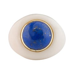 Angel Skin Coral and Lapis Ring