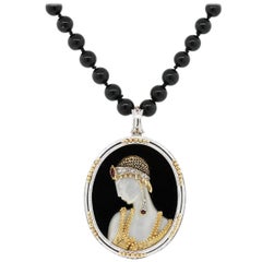 Erte “Salome” Brooch Pendant and Bead Necklace