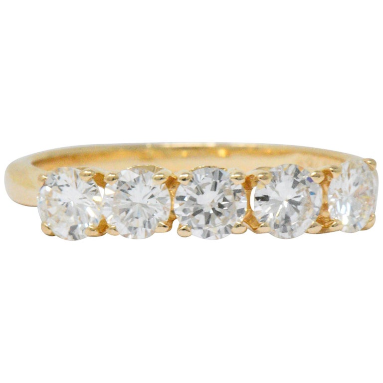 IBG Contemporary 1.10 Carat Diamond 14 Karat Gold 5-Stone Ring For Sale ...