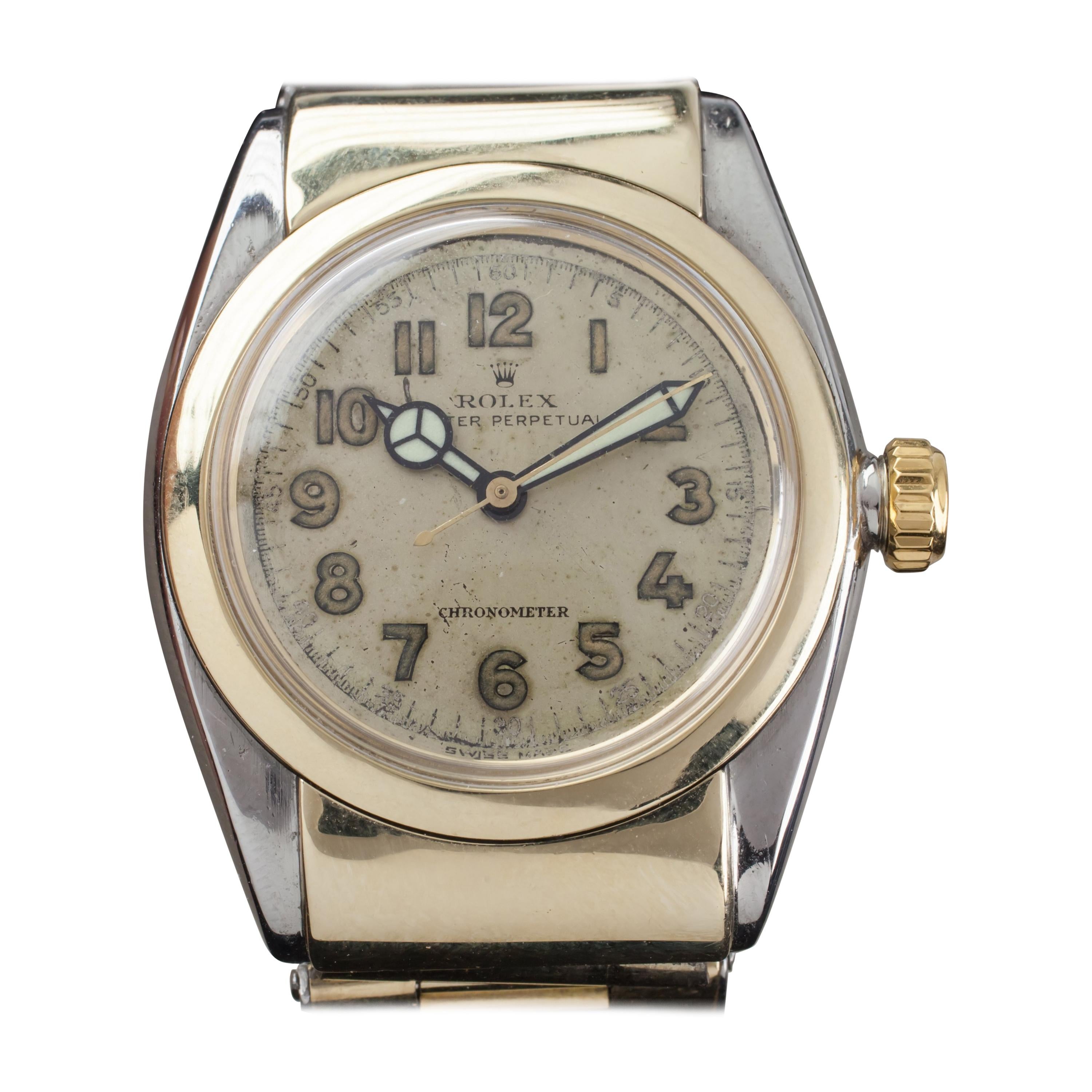 Rolex Oysterdate Perpetual Chronometer Bubbleback #3065 Men's Watch Hooded Lugs