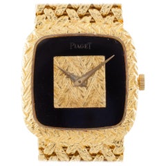 Piaget Ladies 18k Gold Wristwatch, Onyx Dial, 18 Jewel, Certificate, Ref. 9902D2