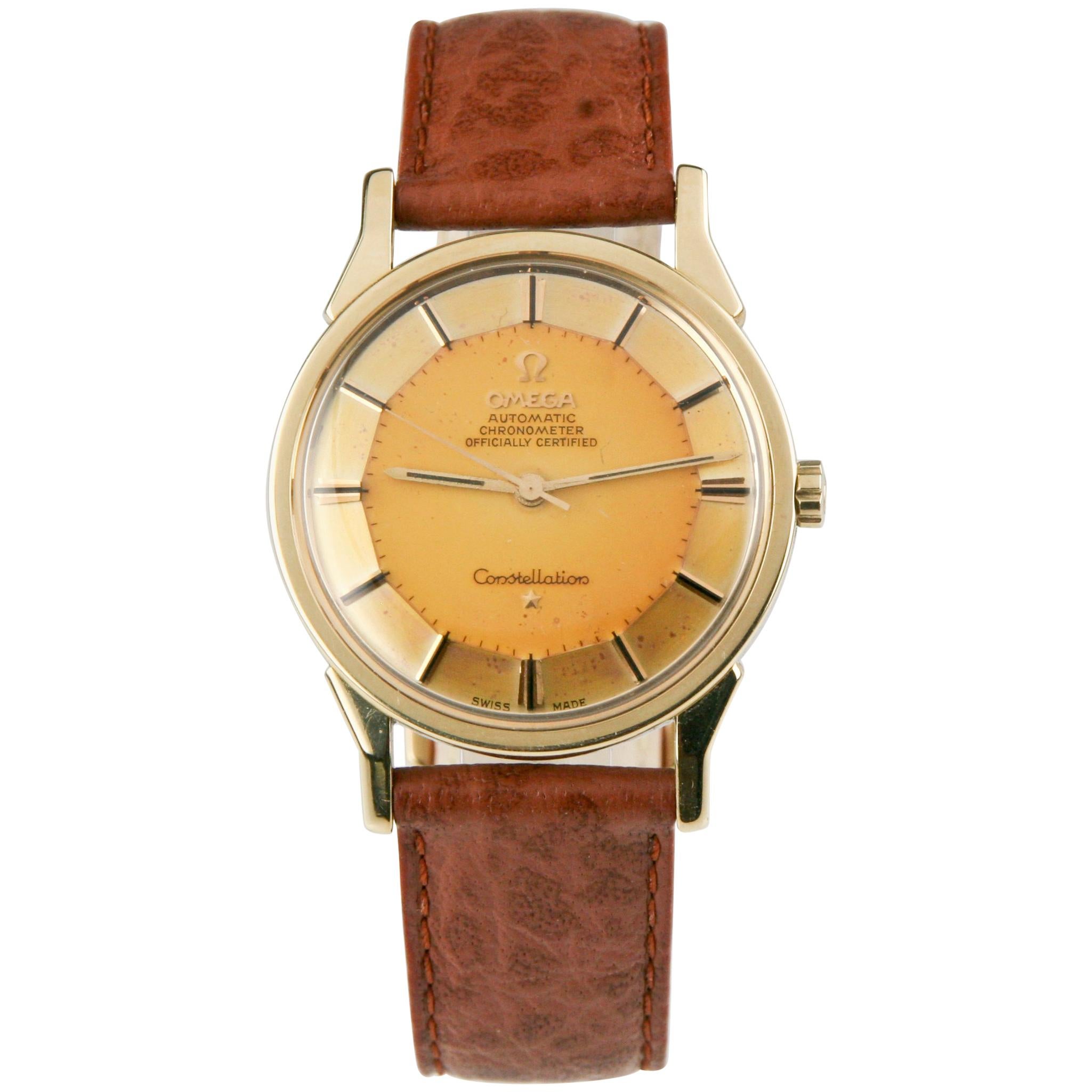 Omega Men's Pie-Pan Constellation Gold Cap Caliber 551 Automatic Watch Patina