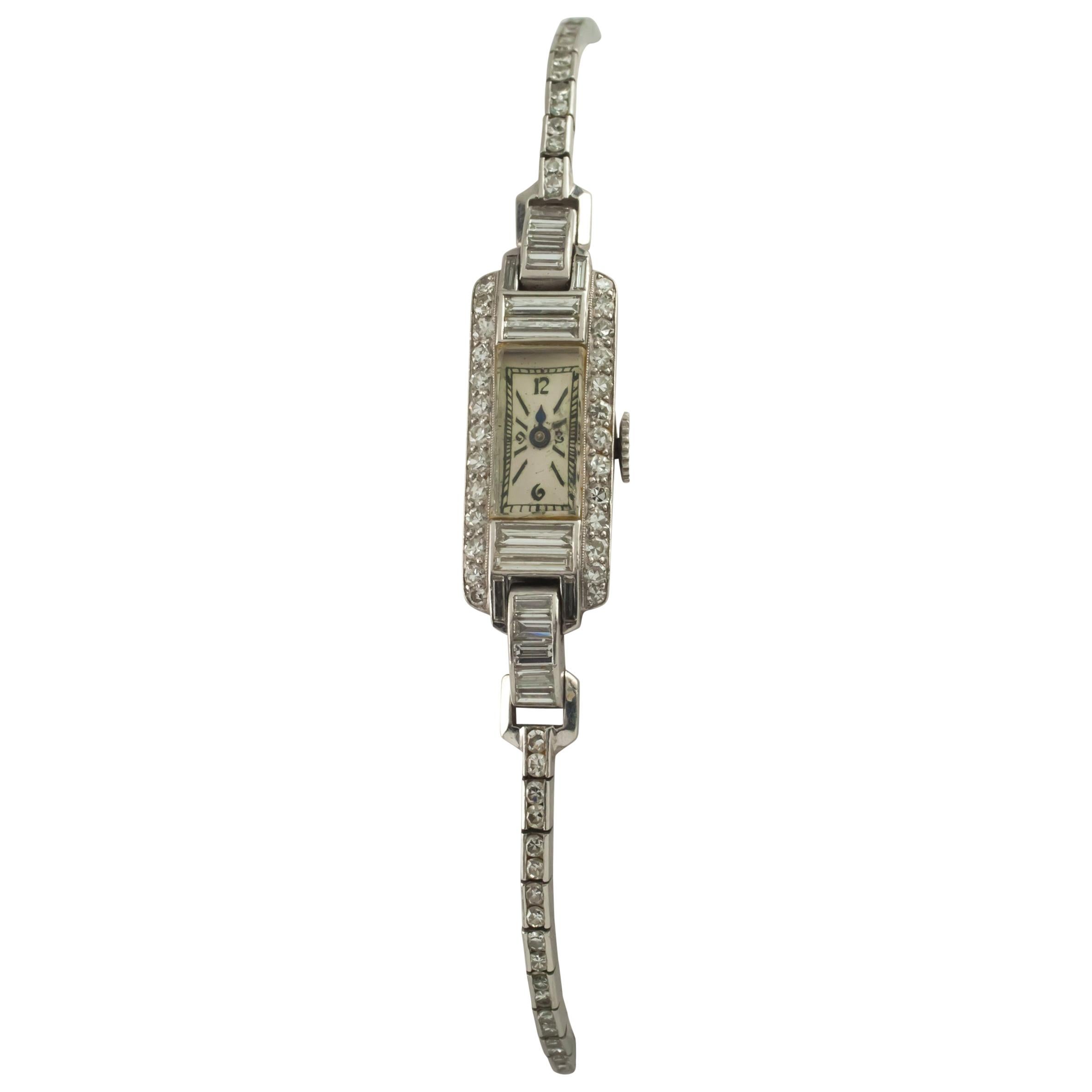 Patek Philippe Vintage Art Deco Platinum and Diamond Hand-Winding Women's Watch