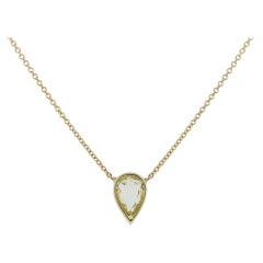 Rose Cut Pear Shape Diamond Pendant on Chain Necklace