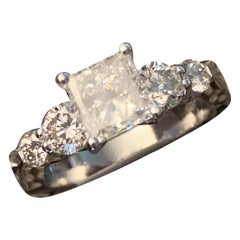 2.50 Approximate Carat Princess Diamond Ring 14 Karat White Gold, Ben Dannie