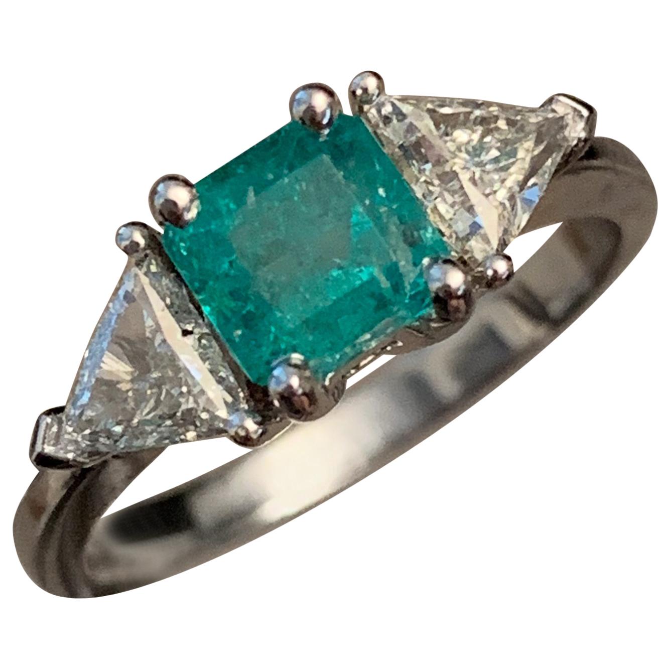 1.39 Carat Columbian Emerald and Diamond Ring, Ben Dannie For Sale