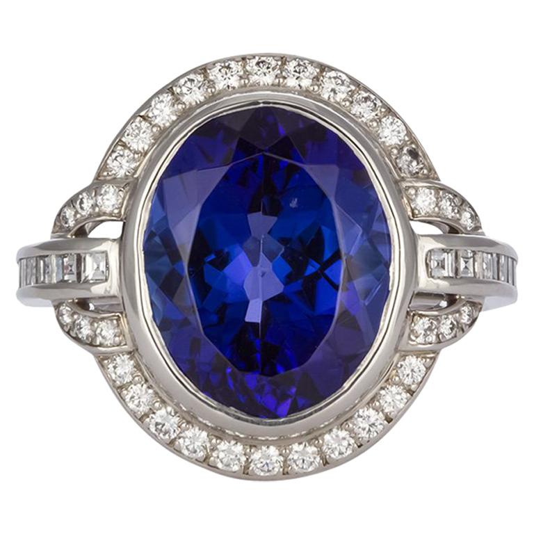 Tiffany & Co. Platinum Diamond and Tanzanite Fashion Cocktail Ring