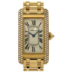 Cartier Tank Americaine WB7043JQ Ladies 18 Karat Gold Diamonds 2 Year Warranty