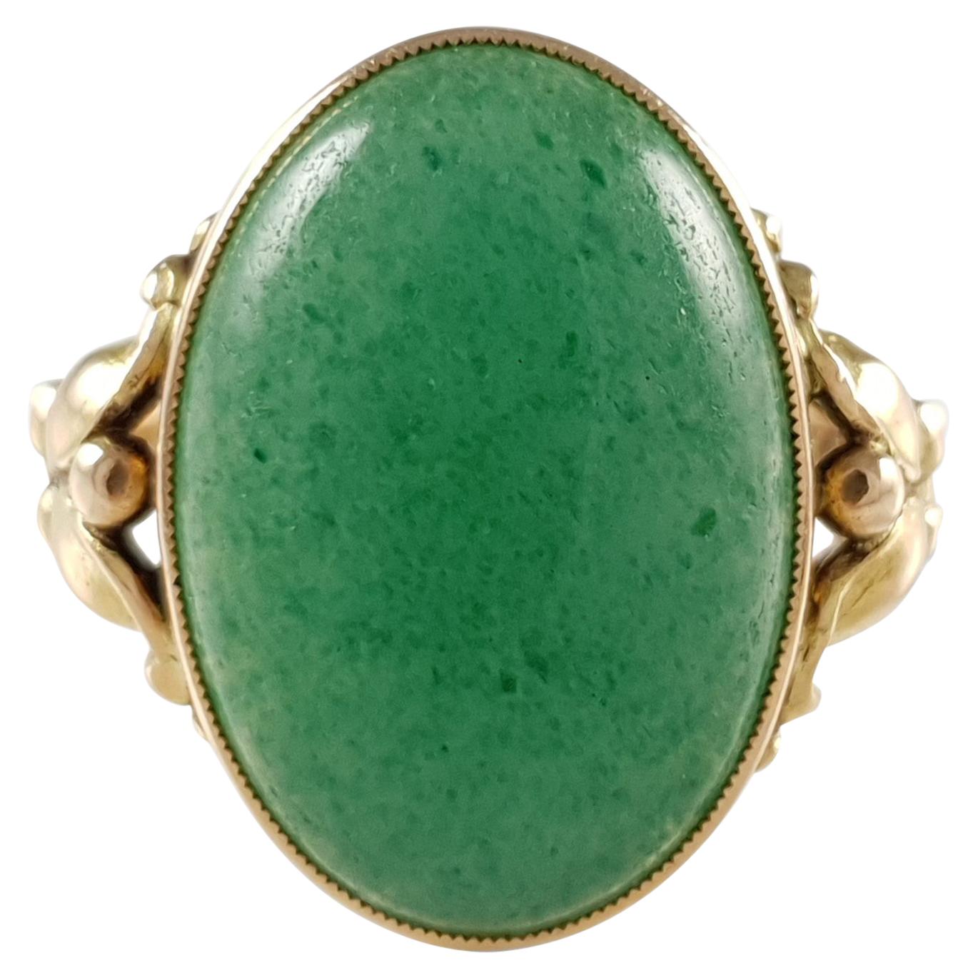 Evald Nielsen Danish Skønvirke 18 Karat Yellow Gold Aventurine Ring, circa 1920s