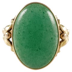 Antique Evald Nielsen Danish Skønvirke 18 Karat Yellow Gold Aventurine Ring, circa 1920s