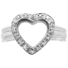 14 Karat White Gold Open Heart Diamond Ring