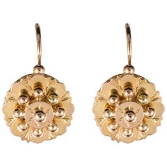 Antique French 19th Century Rose Gold Drop Earrings