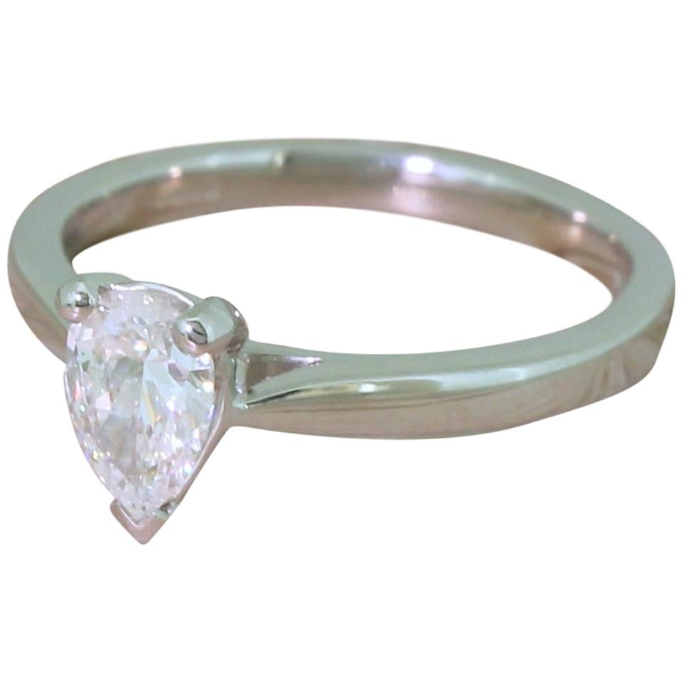 0.61 Carat Pear Cut Diamond Platinum Engagement Ring