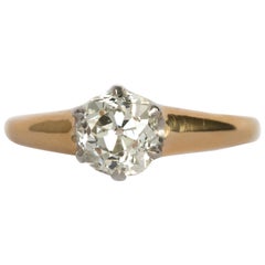 1890s Victorian .94 Carat Antique Cushion Cut Diamond Engagement Ring