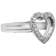 14 Karat White Gold Open Heart Diamond Ring