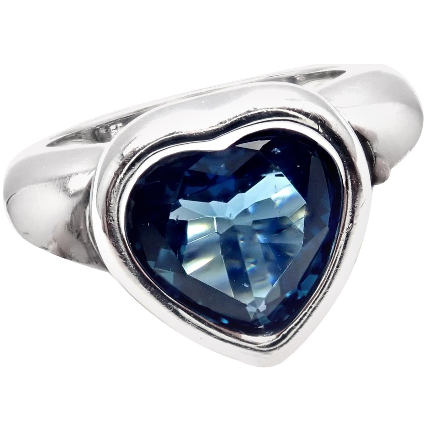 Piaget London Blue Topaz White Gold Heart Ring