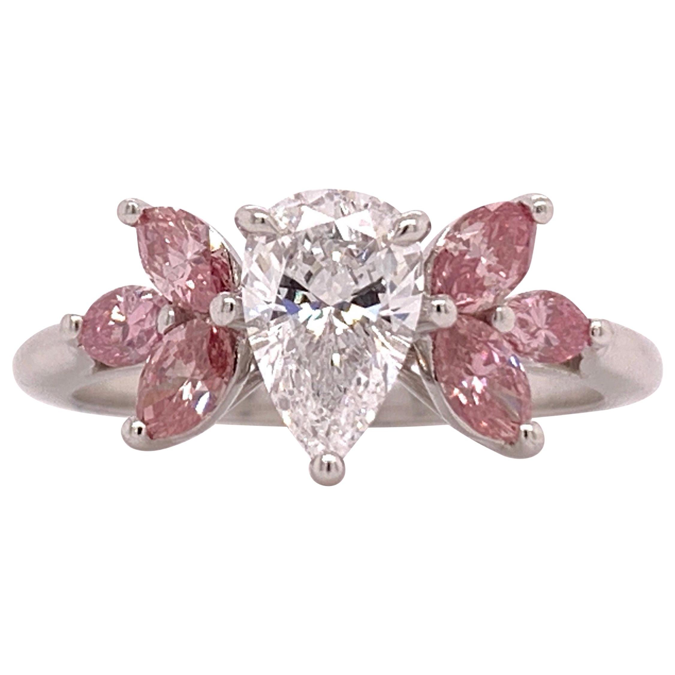 Original Tiffany&Co Pink & Colorless Diamond Ring appx 1.75ct GIA Circa 1980