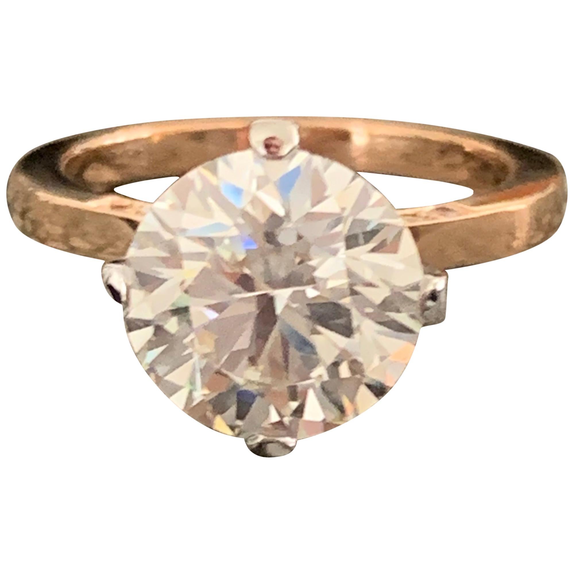 2.7 Approximate Carat Round Diamond Ring 14 Karat Rose Gold, Ben Dannie For Sale