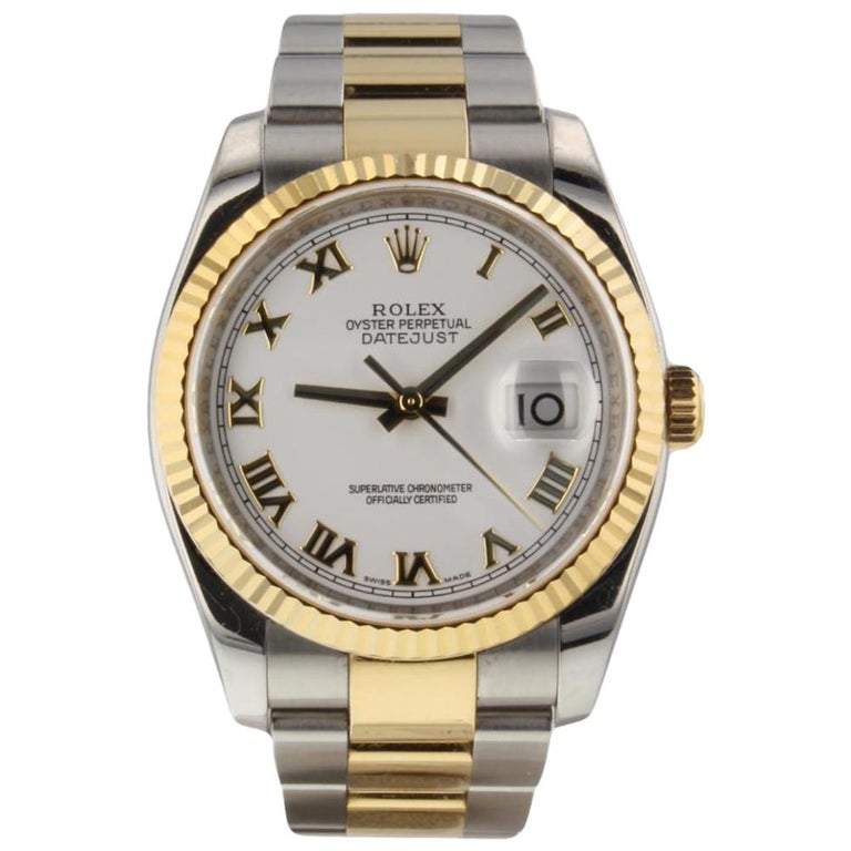 Rolex Datejust Two-Tone Automatic Oyster White Roman Watch 116233 ...