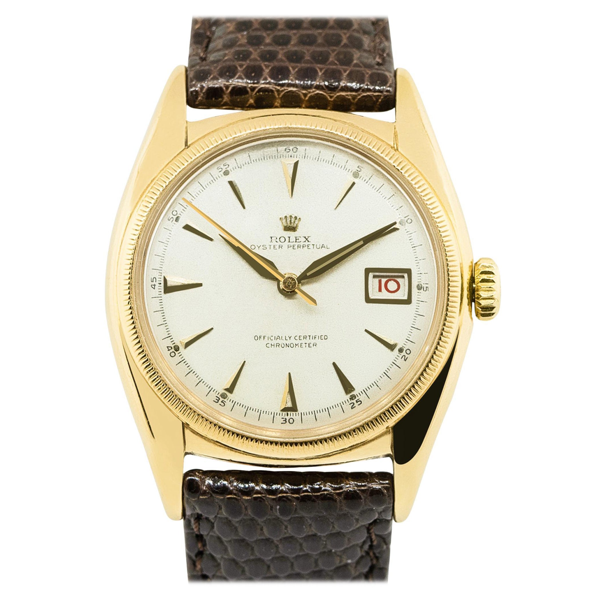 Rolex 6075 Bubble Back 18k Yellow Gold Vintage Watch in Stock