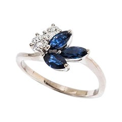 Vintage Diamond and Sapphire Ring in 18 Carat White Gold