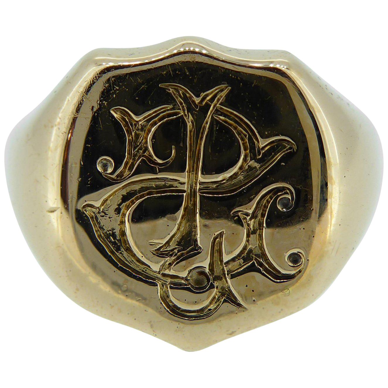 Antique Victorian Gold Signet Ring Hallmarked Chester, 1892