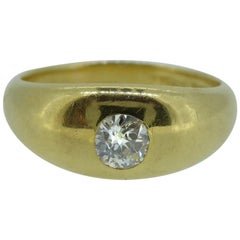 Antique Victorian Diamond Solitaire Ring, 0.25 Carat, Yellow Gold Domed Top