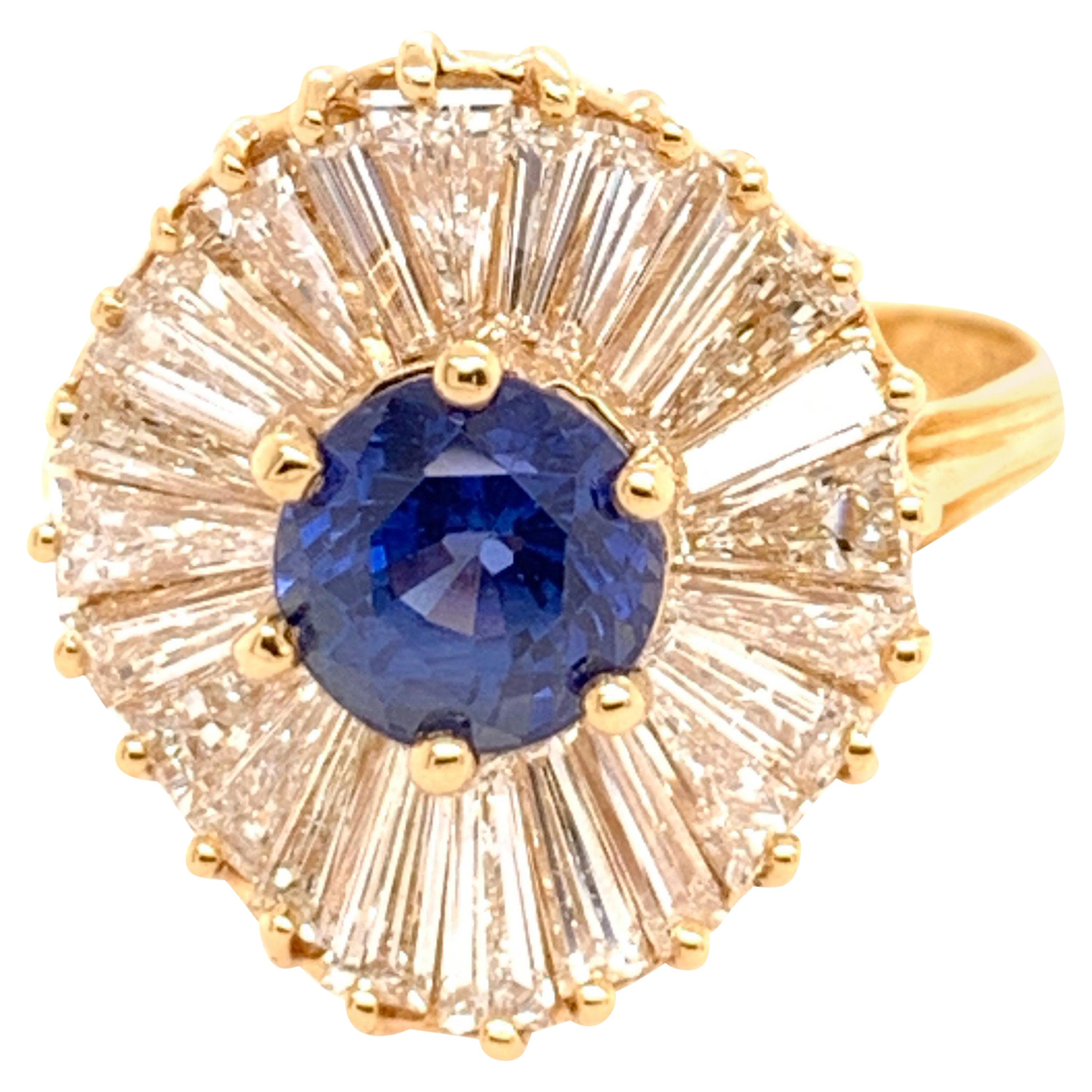 Herbert Rosenthal 3 carat Ring Gold GIA Sapphire & Diamond circa 1960 Ballerina