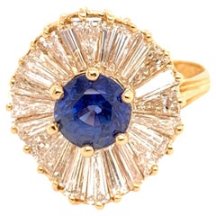 Vintage Herbert Rosenthal 3 carat Ring Gold GIA Sapphire & Diamond circa 1960 Ballerina