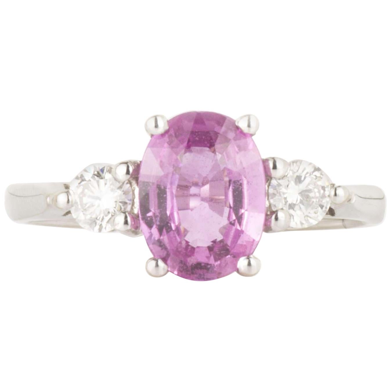 Three-Stone Pink Sapphire and Diamond Ring