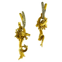Carrera y Carrera "Circulos De Fuego" Diamond and Gold Dragon Earrings