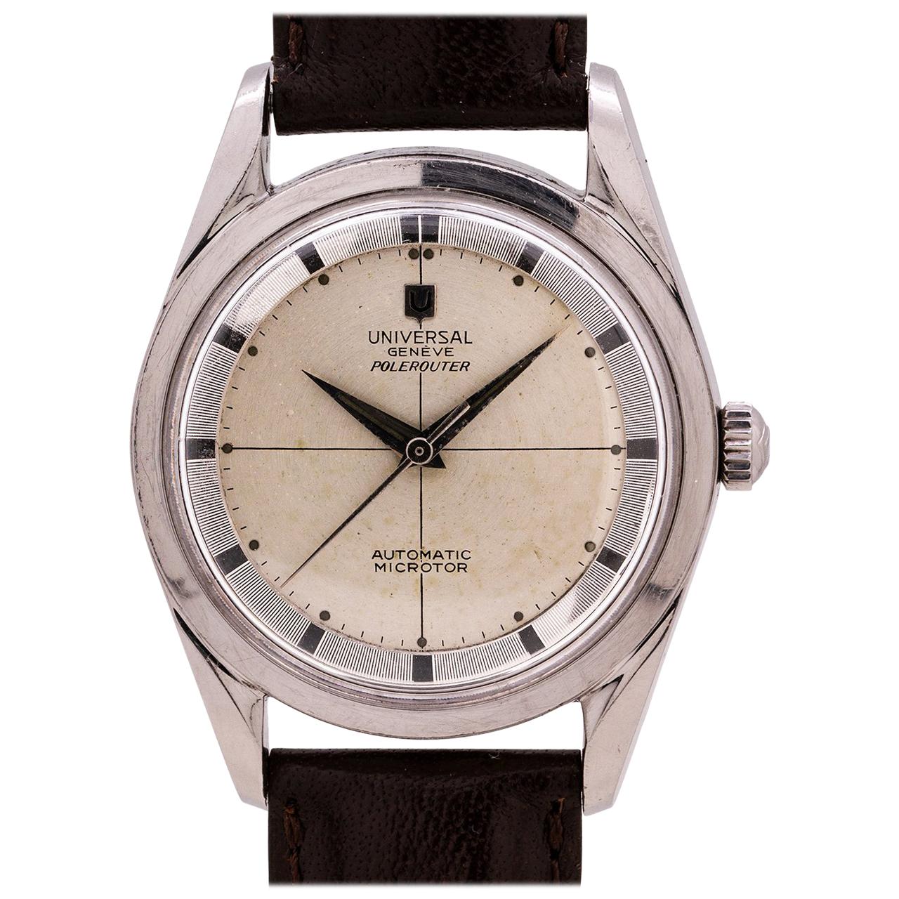 Universal Genève Polerouter Stainless Steel Automatic, circa 1960s For Sale