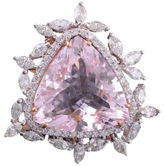 Set in 18 Karat Rose Gold, Natural Pink Morganite and Diamonds Cocktail Ring