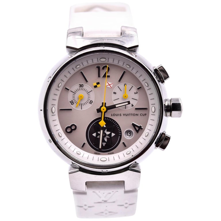 Louis Vuitton Tambour Watch with Mother of Pearl Watch Ref. 2581 For Sale at 1stdibs