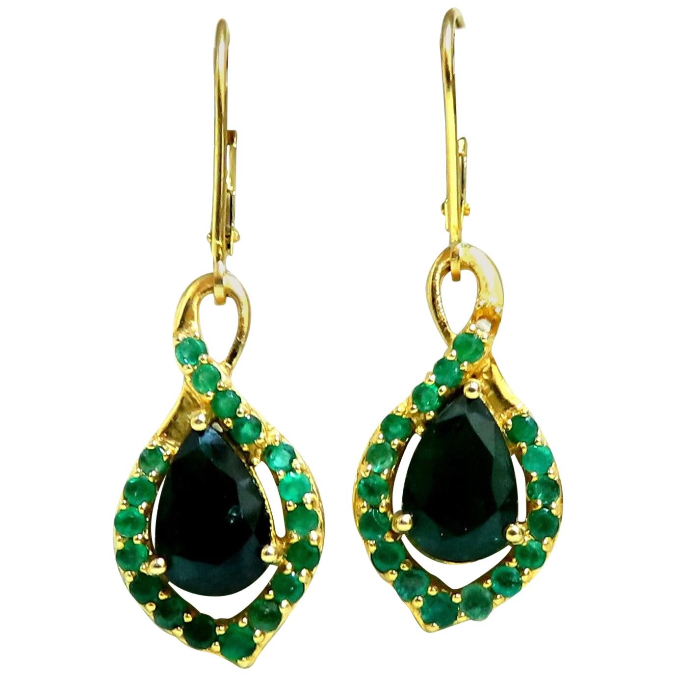 4.84 Carat Natural Emerald Dangle Earrings 18 Karat