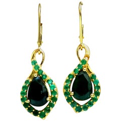 4.84 Carat Natural Emerald Dangle Earrings 18 Karat
