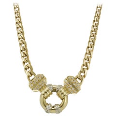 Yellow Gold and Diamond Ladies Necklace with 1 Carat Total SI/I Diamonds