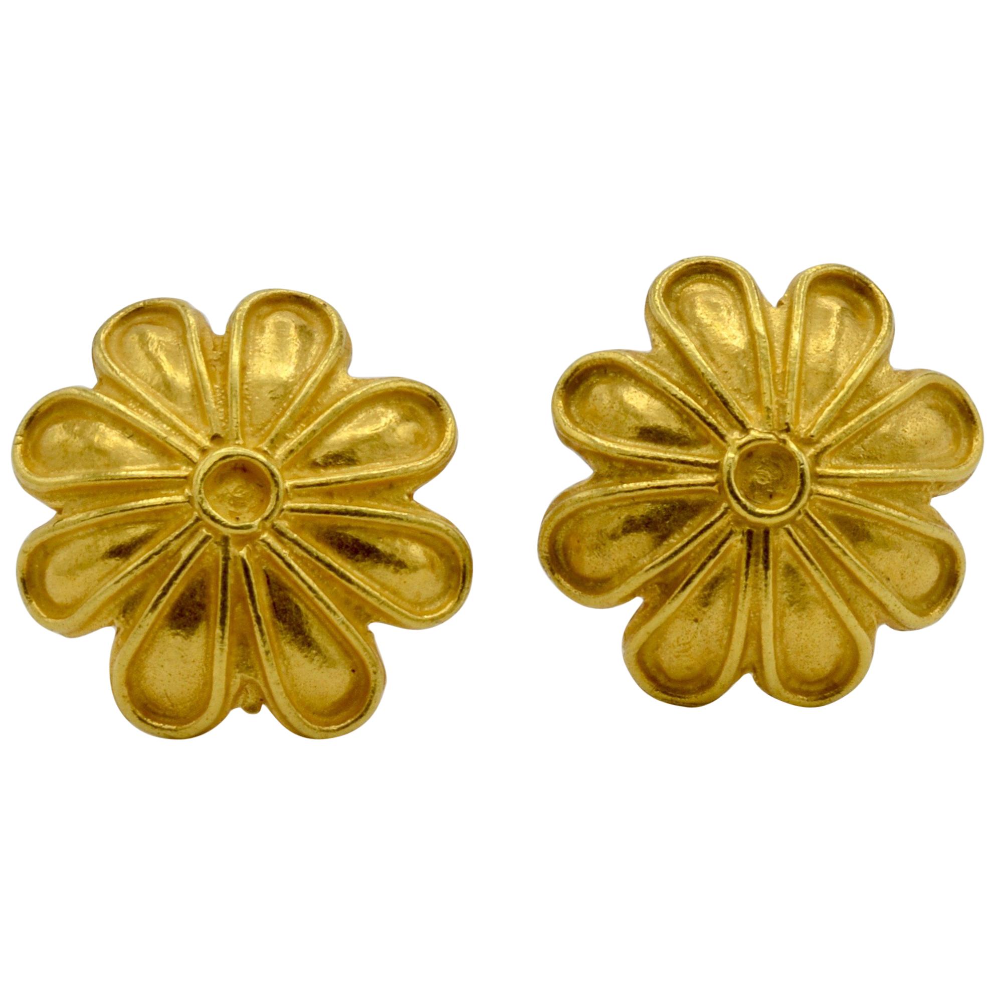 Gold Flower Post Earrings Museum Reproduction