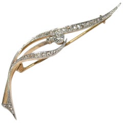 18 Karat Gelb- und Weißgold Art Deco 0,50 Karat Diamant Damenbrosche
