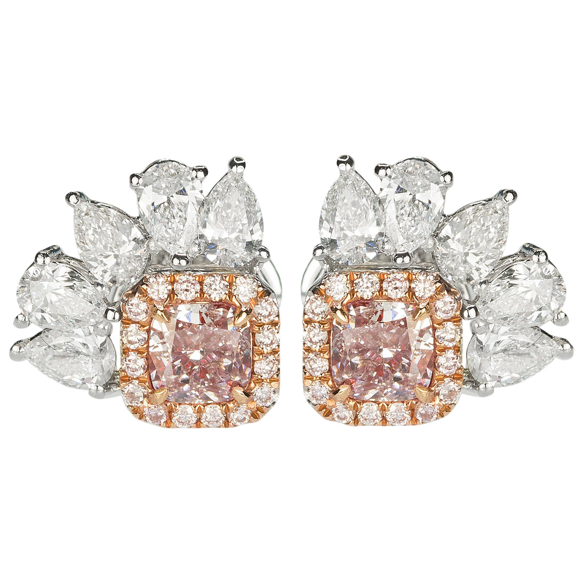 18 Karat Natural Pink Diamond Earrings